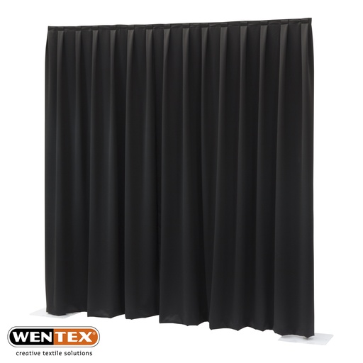 [R12.430.302] Wentex rideau moleton 330G/M2 noir classé M-1, 3x3 m dans housse orange